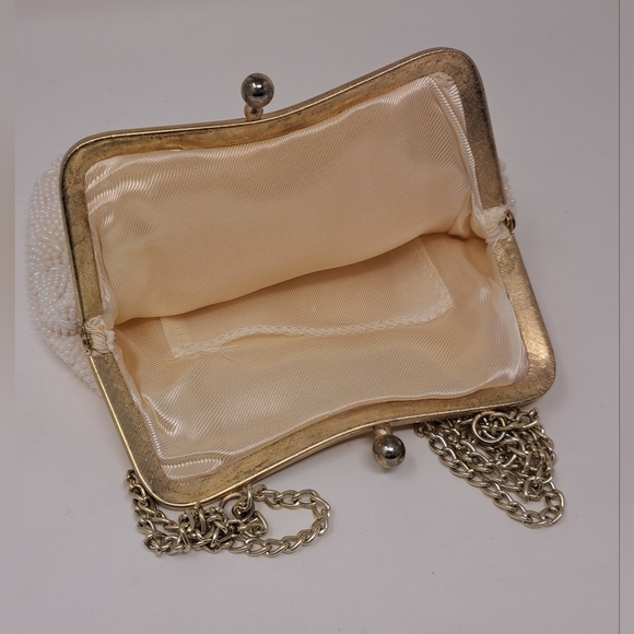 Vintage Beaded Purse Colorful White Gold 60s 70s Hand Bag Satchel Depression Era - Picture 7 of 11